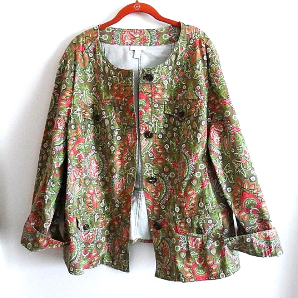 Denim Paisley Print Charter Club Woman Jacket  2X